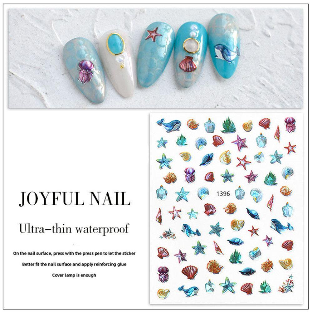 Solighter 1Pc Stiker Kuku Warna-Warni Perekat Stiker Ultra-Tipis Nail Art Dekorasi
