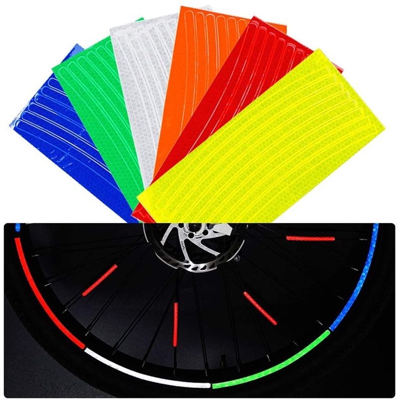 [1Pc Pack Cycling Fluorescent Bike Reflective Stickers] [Motorcycle Bike Body Rim Wheel Stripe Tape] [Safety Decor Sticker Bike Accessories]