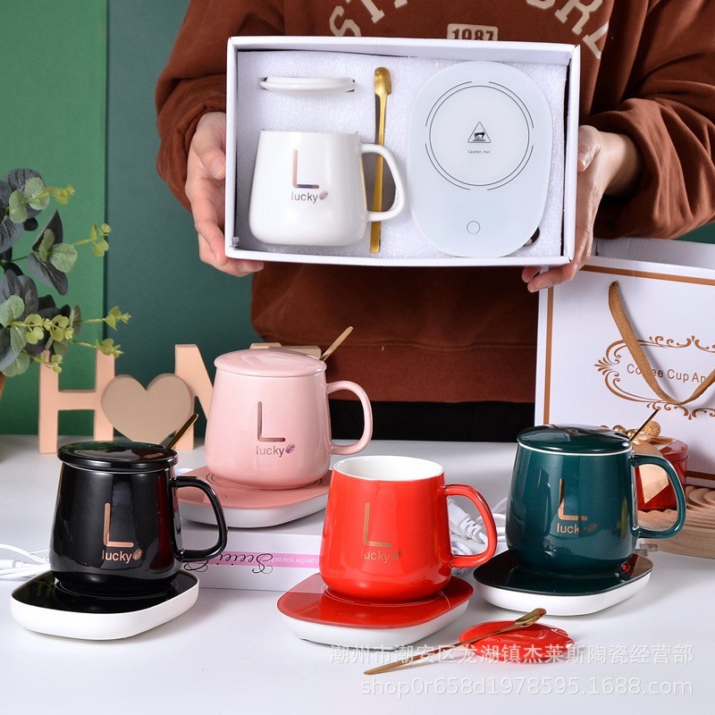 Gelas Mug Cangkir Elektrik Set Keramik Pemanas 55 Derajat Penghangat Kopi Teh Cup Coffee Warmer Ceramic ORIGINAL