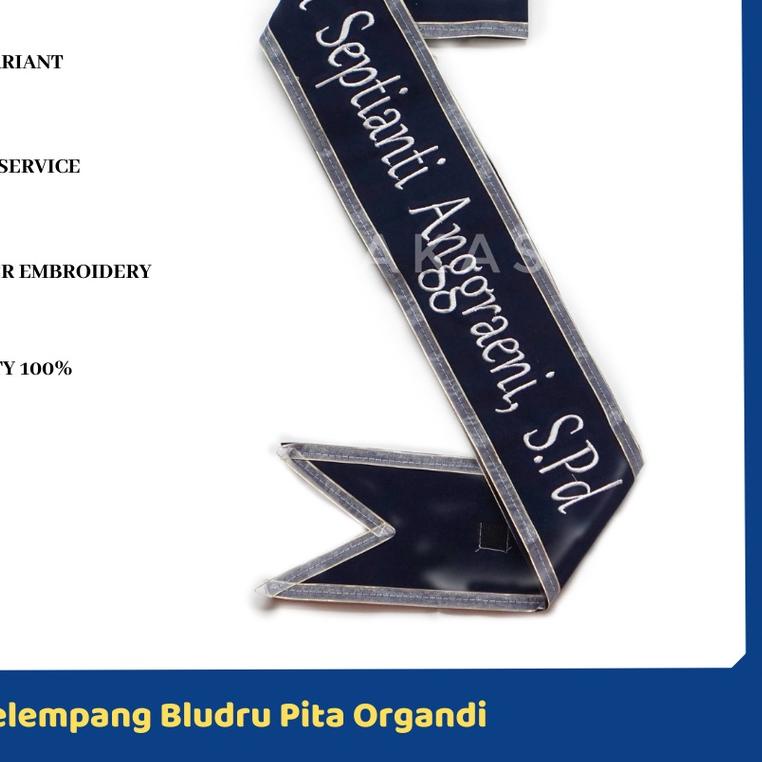 (1 Hari Jadi) SELEMPANG WISUDA BLUDRU PITA BORDIR KOMPUTER
