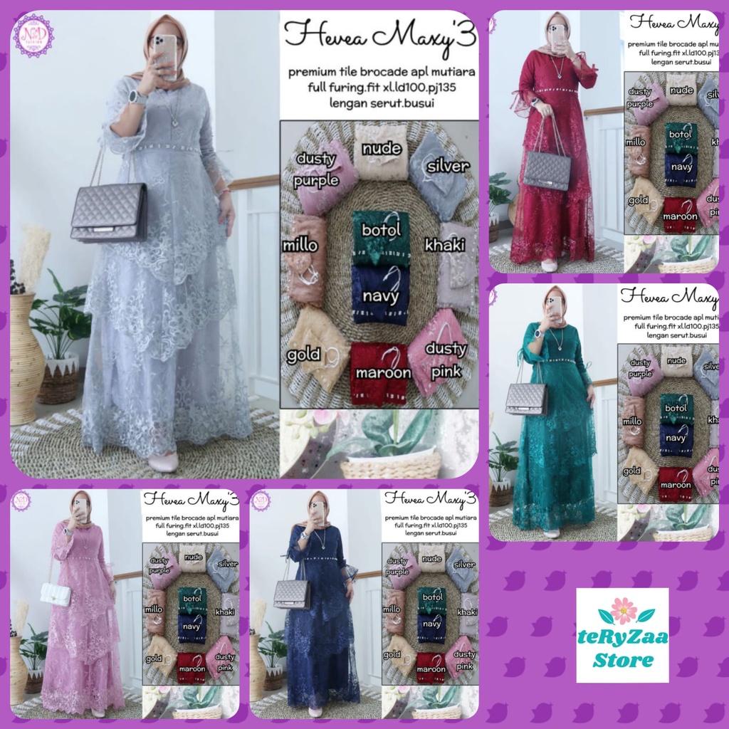 HEVEA  MAXY  #3 DRESS N&D ORI || READY | GAMIS BROKAT ND TERLARIS