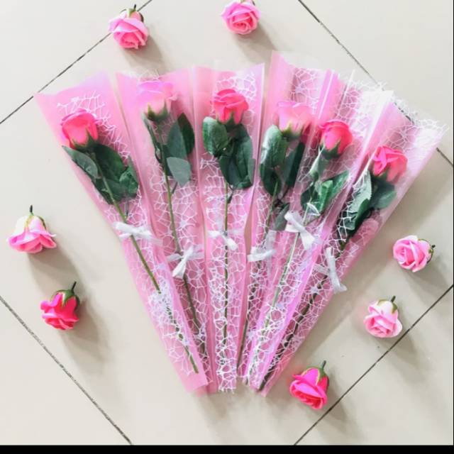 PINK BOUQUET ROSE SOAP FLOWER BUKET BUNGA SABUN MAWAR HADIAH VALENTINE