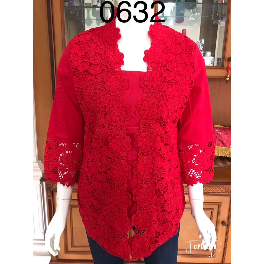 Kebaya  kutubaru alexuez merah 0632 /kutubaru brukat kebaya premium