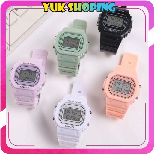 ✧YUKSHOPING✧ JAM TANGAN RUBBER DIGITAL SEGI 5600 GROSIR MURAH KARET SPORT LED PRIA WANITA COUPLE JT031