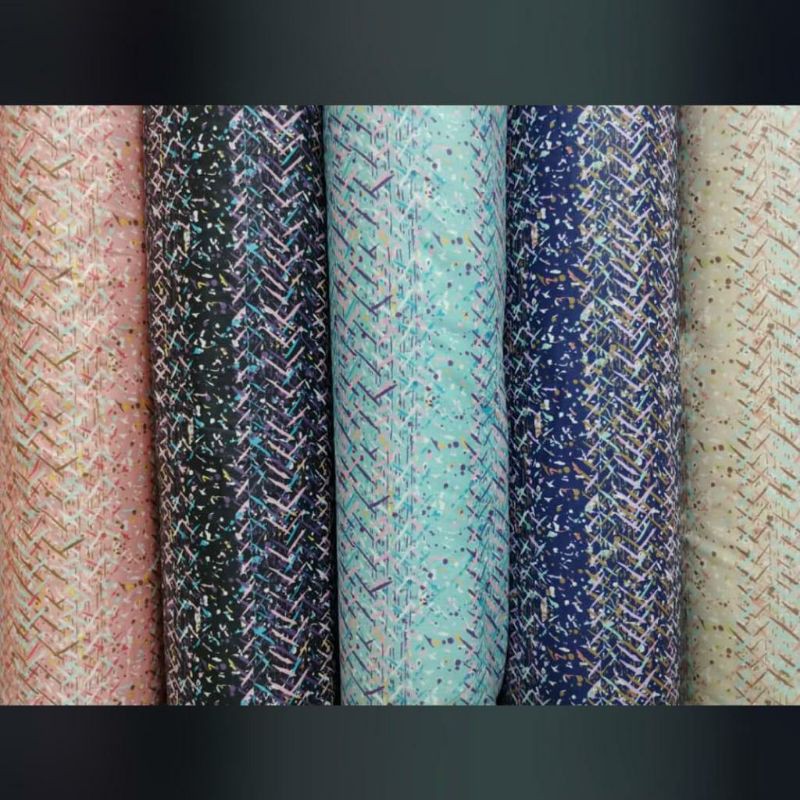 bahan kain katun jepang motif garis abstrak segitiga