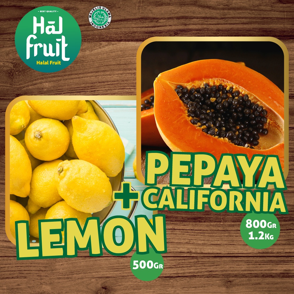 

Lemon Import 500 Gr + Pepaya California 0.8 - 1.2 Kg Paket Hemat HalFruit