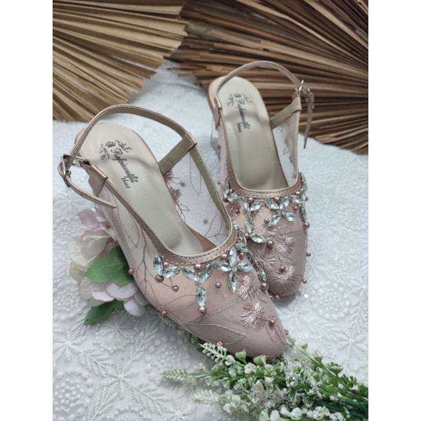 sepatu rafaizoutfit model myclarisa rosegold tinggi 7cm kaca