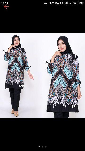Bisa Cod Ready Xxl - Baju Batik Wanita Termurah Tunik Motif Coral Madu Biru - Batik Ifa