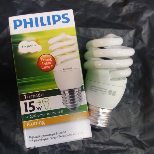 Philips Tornado 15 Watt Putih / Kuning (sudah termasuk Bubble Wrap)