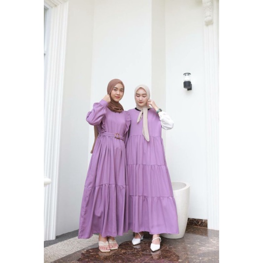 EDISI LAVENDER - Dress Maxi Gamis Polos Couple Kembar Dresscode