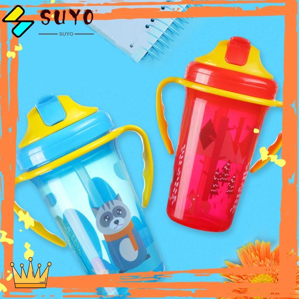 Suyo Botol Air Minum Portable 300ML Bahan Silikon Anti Bocor Dengan Sedotan Untuk Balita