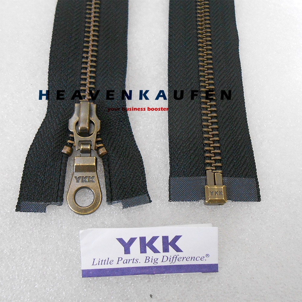 Resleting Zipper YKK 60 cm / 24 inch Type Gigi Besi Warna Hitam - ATG Bakar Open End Slider Oval