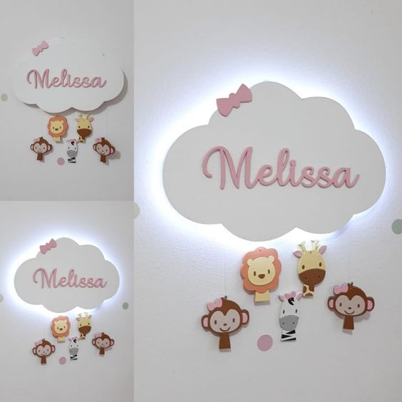 Lampu Awan Custom Nama Hiasan Dinding Lampu Tidur LED Besar Walldecor LED Awan Pelangi