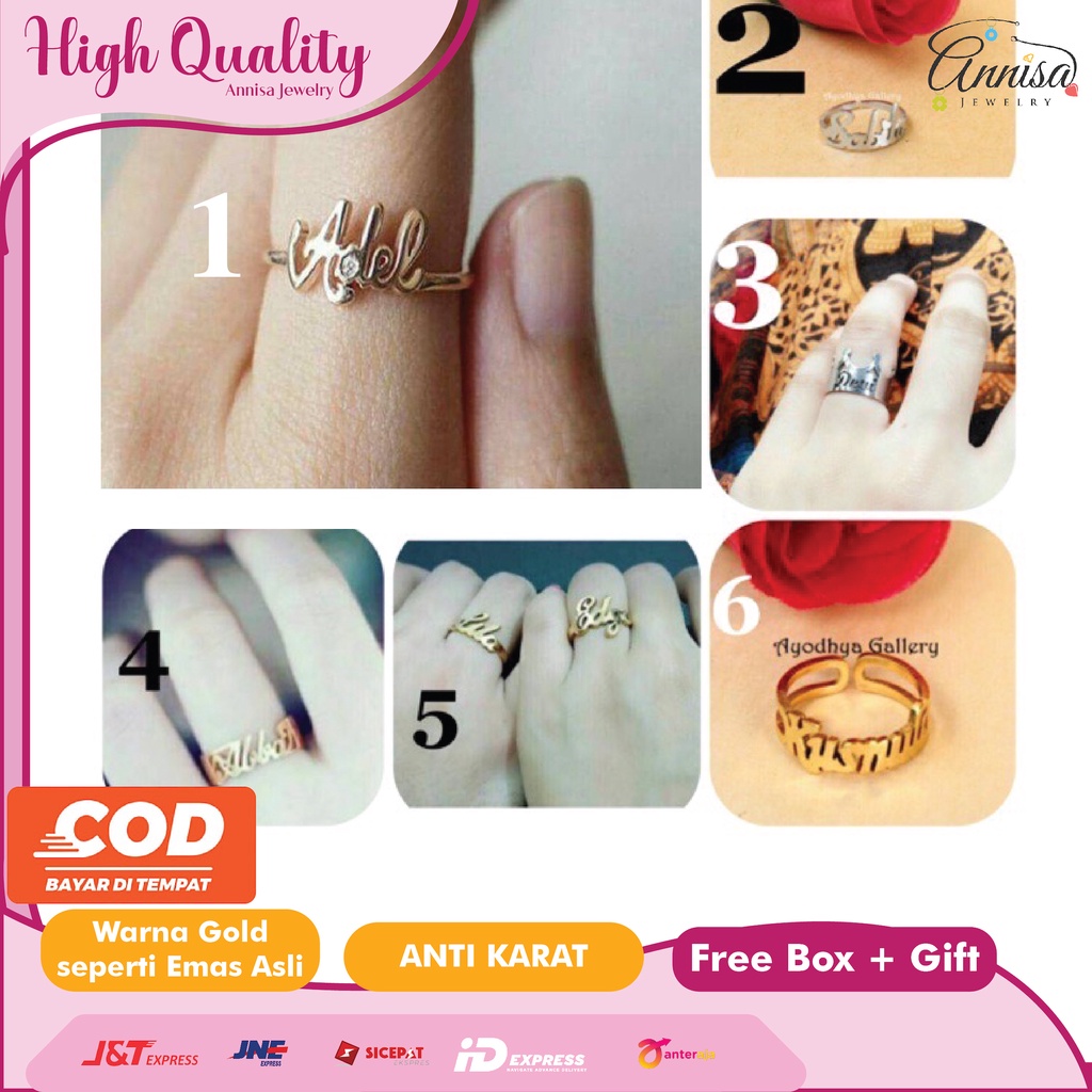 Cincin Nama Gold + 1 Mata Uk.Standar