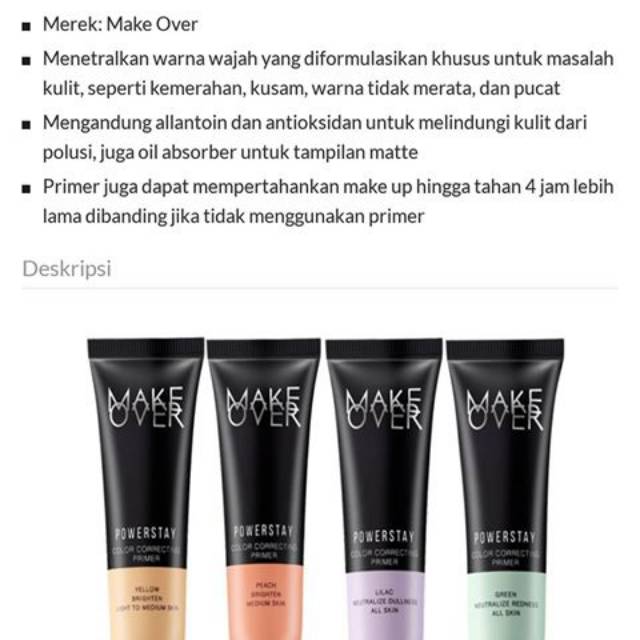 (SHARE IN JAR) MAKE OVER POWERSTAY COLOR CORRECTING PRIMER PEACH YELLOW GREEN LILAC