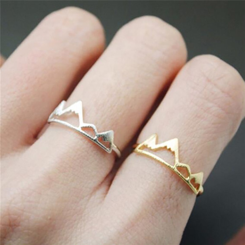 [Bayar Di Tempat]Nature Snow Mountain Geometry Open Ring Jewelry Accessories