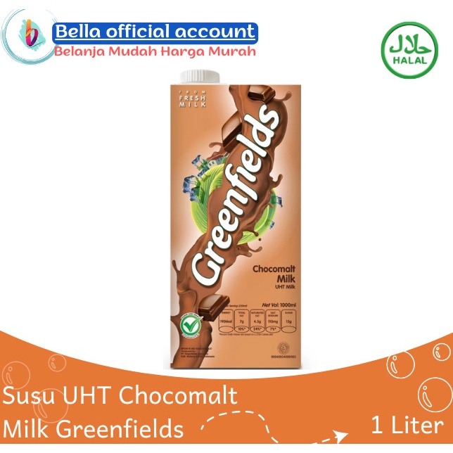 

Susu Greenfields UHT Full Cream / chocomalt / Low Fat /skimmed 1 Liter - chocomalt