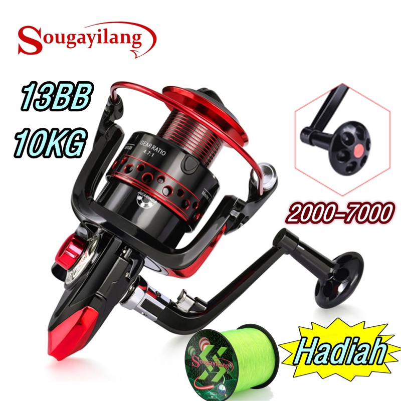 Sougayilang Reel Pancing 2000-7000 13BB Spinning Bahan Aluminium Spool Gagang Katrol Pancing Rill Pa