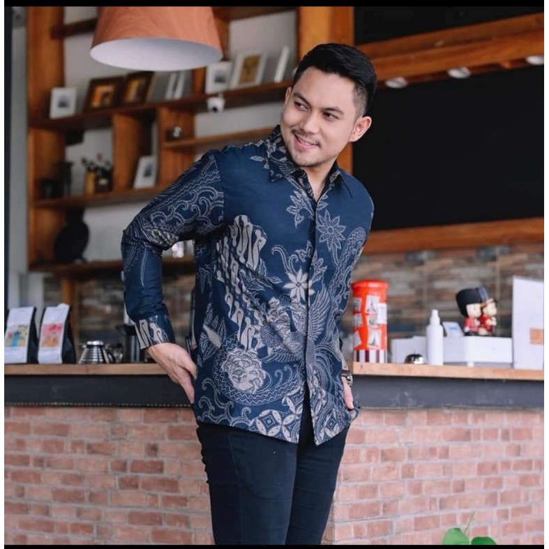 COD ANGSA BIRU BATIK PRIA LENGAN PANJANG HALUS FULL FURING DALAM REGULER KATUN PRINTING BERKUALITAS BAGUS / kemeja batik / pakaian kerja atasan batik