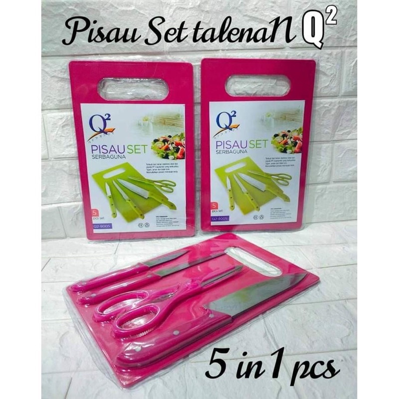 Pisau set talenan Q2/pisau dapur 5in1 serbaguna tipe 8005