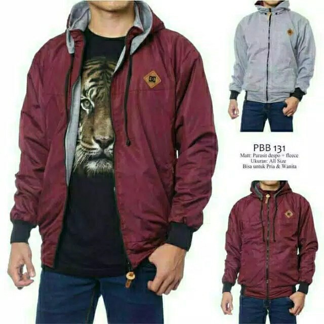 JAKET PARASUT FLEECE BOLAK BALIK - JAKET BOLAK BALIK PRIA OVERSIZE