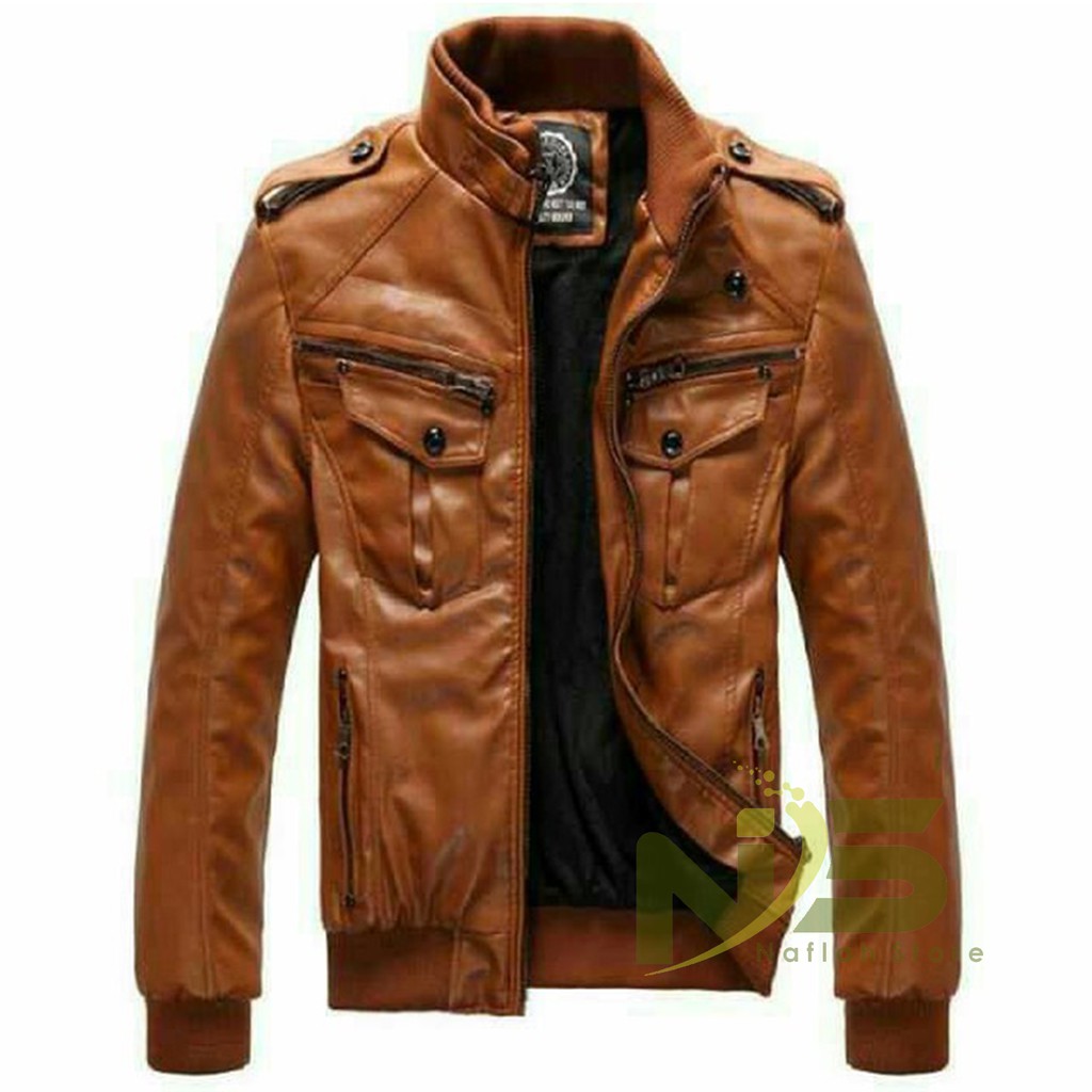 Jaket Kulit Asli Pria Elegant Brownie ARL 033 Silverstone RFLA Ariel Noah 90