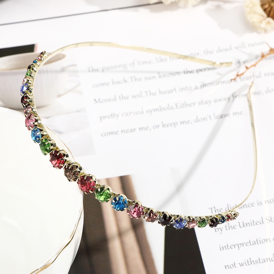 Headband Rantai Tipis Hias Kristal Berlian Imitasi Bahan Alloy Gaya Korea Untuk Wanita
