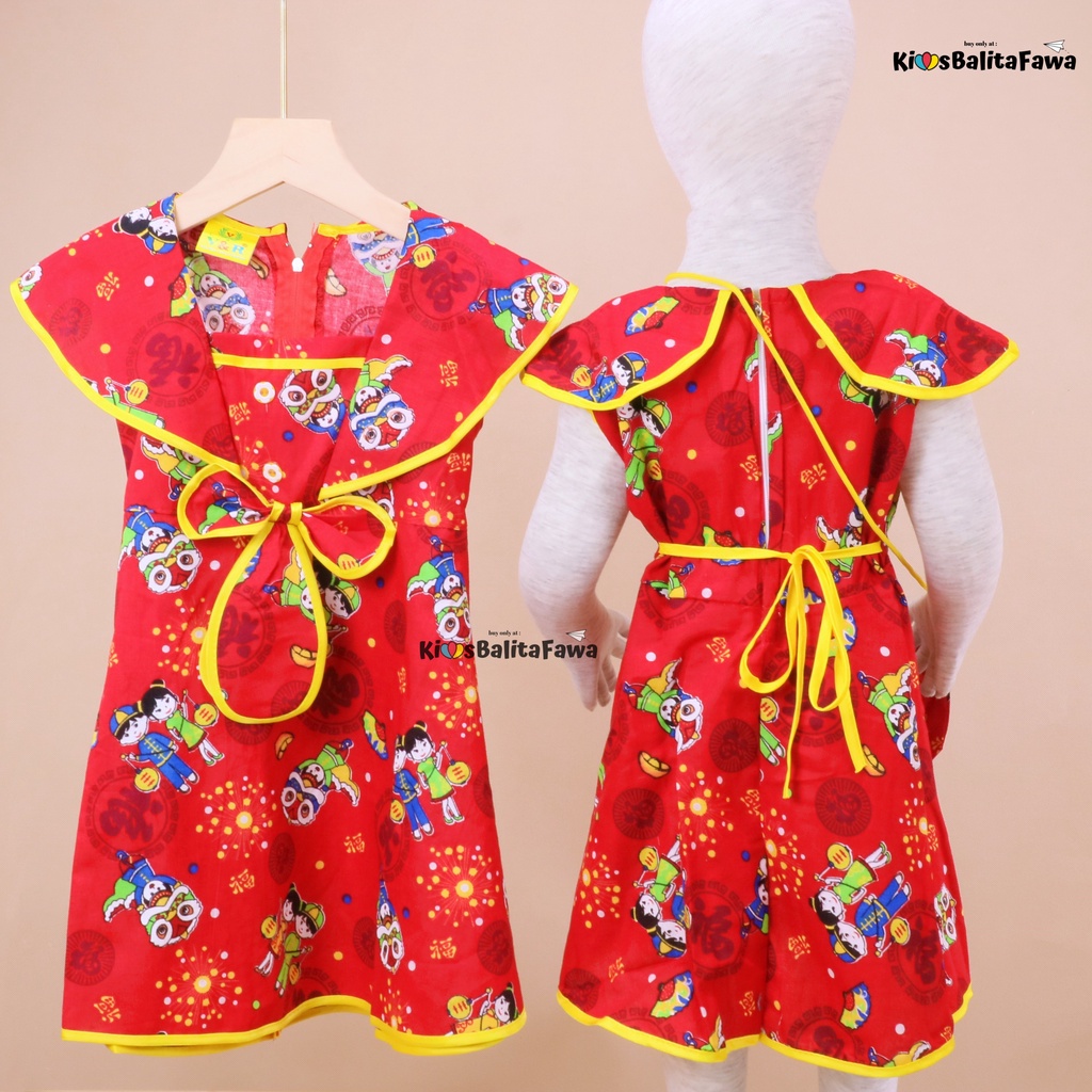 Dress Sanghai Uk Bayi - 5 Tahun (GRATIS TAS) / Baju Imlek Baby Balita Baju Chinese Merah Anak Cewek