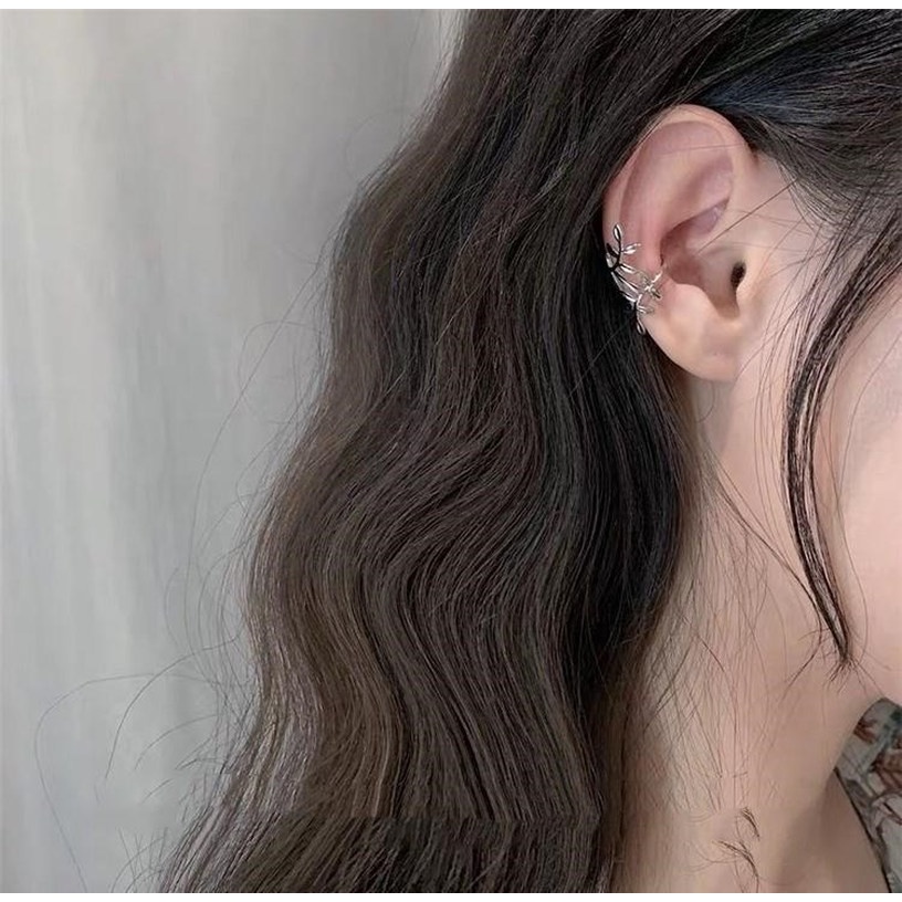 Papaozhu 1PC Trendi s925 Perak Non Piercing Daun Klip Anting Untuk Wanita Tulang Rawan Telinga Manset Crawler Anting Perhiasan