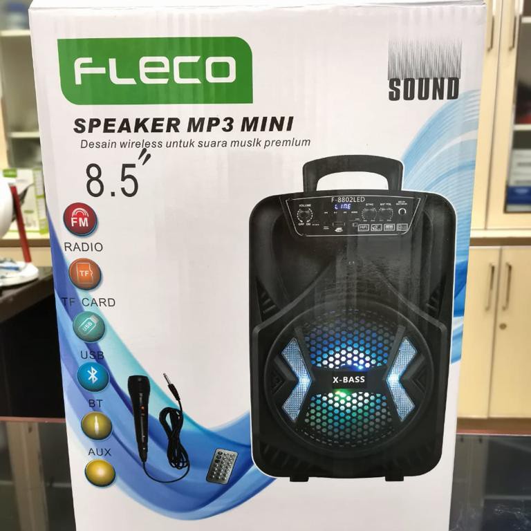 COD SPEAKER BLUETOOTH FLECO 8'5 F-8802 LED PLUS MIC KARAOKE TERBARU//SPEAKER SALON AKTIF 8'5 INCH F-8802 TERBARU