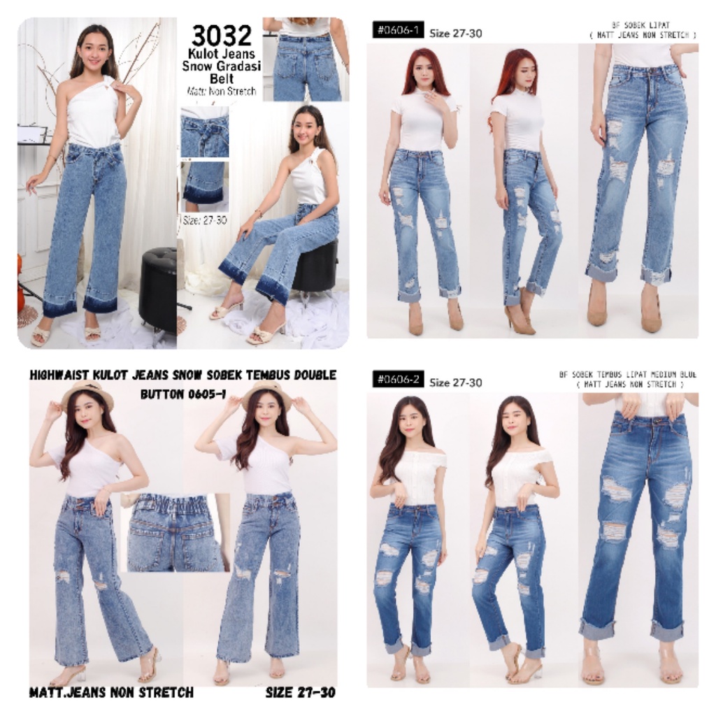 Celana jeans style Korea celana boyfriend sobek/ Highwaist kulot jeans/celana jeans kulot boyfriend 