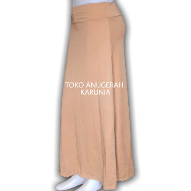 Rok Panjang Polos kaos rayon dan spandek-coklat susu / mocca