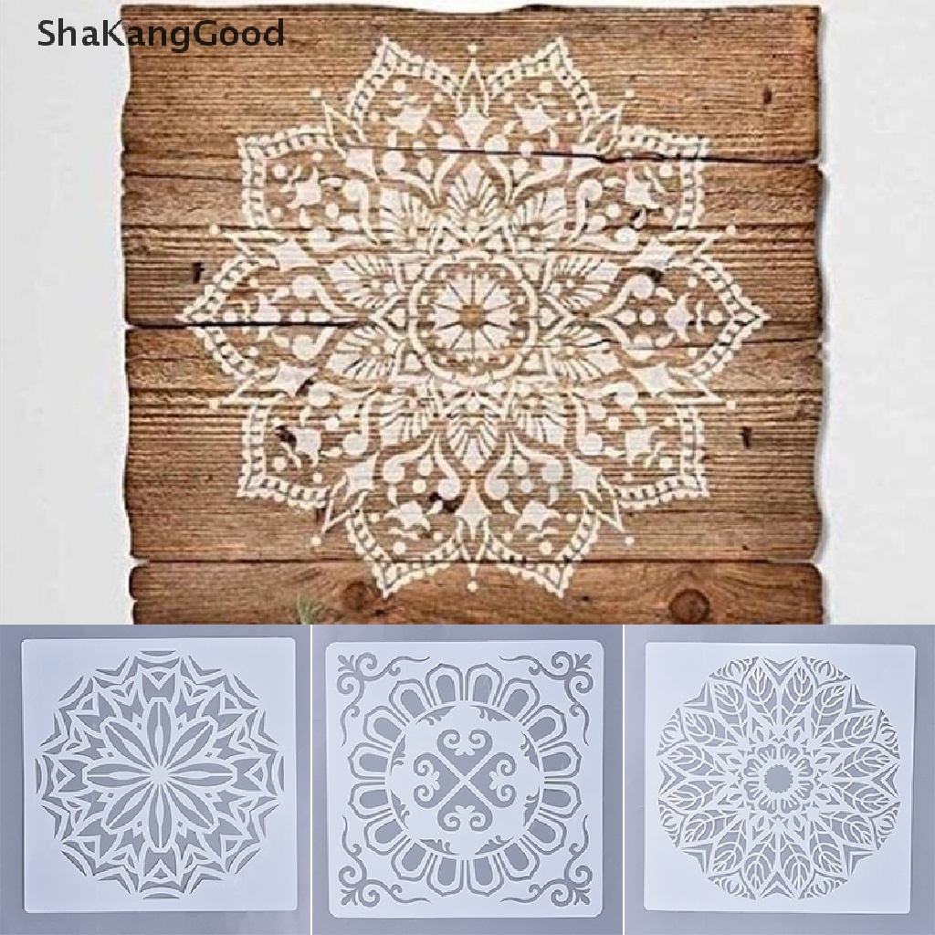 Template Stencil Lukisan Dinding Lantai Desain Mandala Ukuran 30x30cm