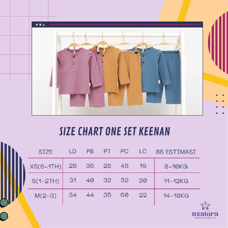 0-5THN SETELAN ANAK KEENAN ONE SET  UNISEX BAHAN COTTON COMBAD by DZAKIRA