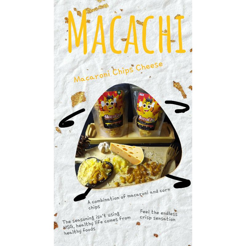 

Makaroni Bantet Renyah Bumbu Tabur Keju Mozarella Premium "Macachi" Macaroni Chips