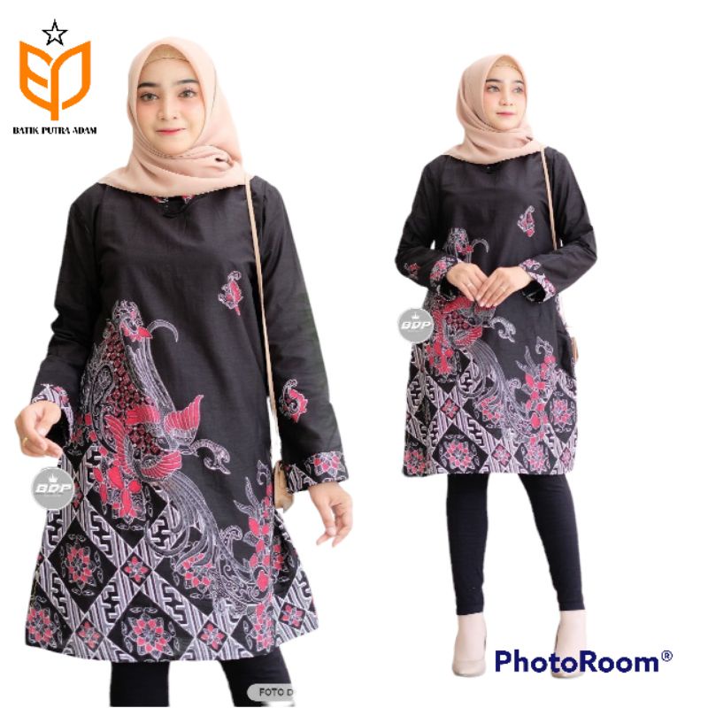 tunik batik kekinian 2022-tunik batik cantik-atasan batik new kantor atasan batik wanita modern