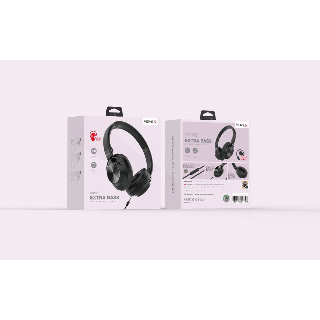 headset vidvie s wired audio 3.5mm fold stereo bass with microphone whs-051 whs051 - headphone