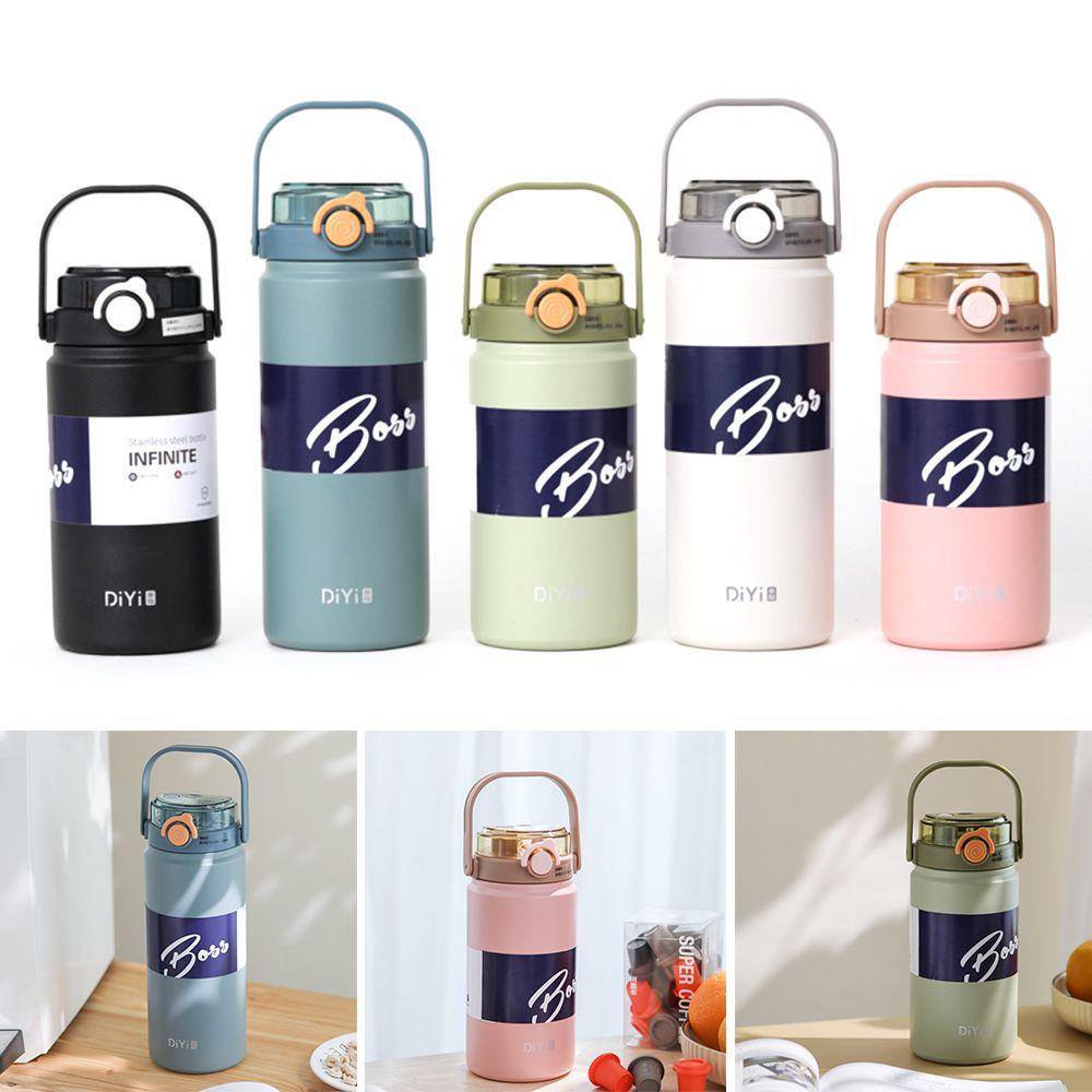 Populer 1000ml Thermal Mug Portable Stainless Steel Olahraga Kebugaran Cangkir Sedotan