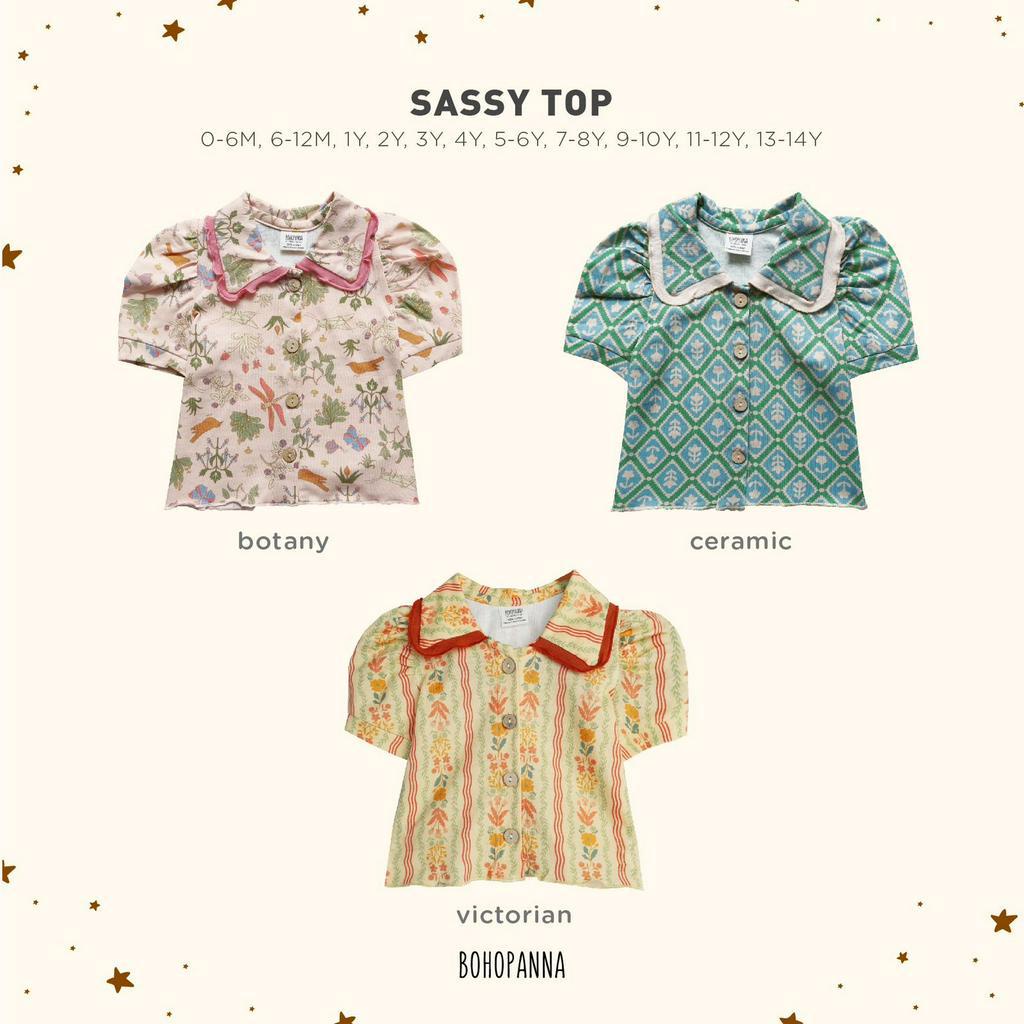 Bohopanna Sassy Top 0-14 Tahun Baju Anak Perempuan Kerah Ruffle