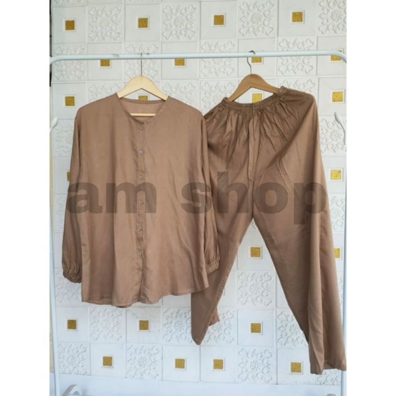 Pajamas Tangan Panjang / ONE SET PIYAMA OBLONG / SLEEPWEAR DAILY SET BEST SELLER RAYON POLOS PREMIUM-TPO COKSU