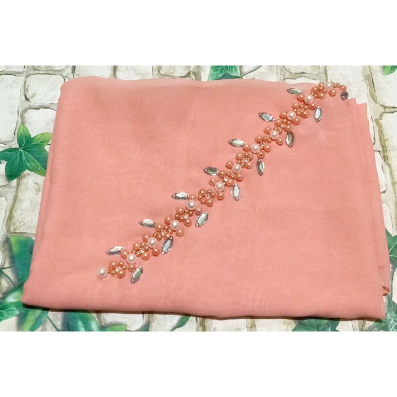 SEGIEMPAT PAYET BANDO BELLA/HIJAB BANDO MUTIARA/KERUDUNG PAYET BELLA SQUERE-Salem