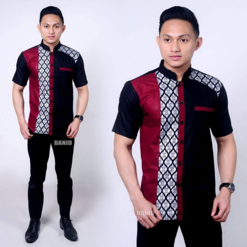 Koko Bordir Kombinasi Batik Lengan Pendek Terlaris Size M, L, XL #10 ( ORIGINAL )