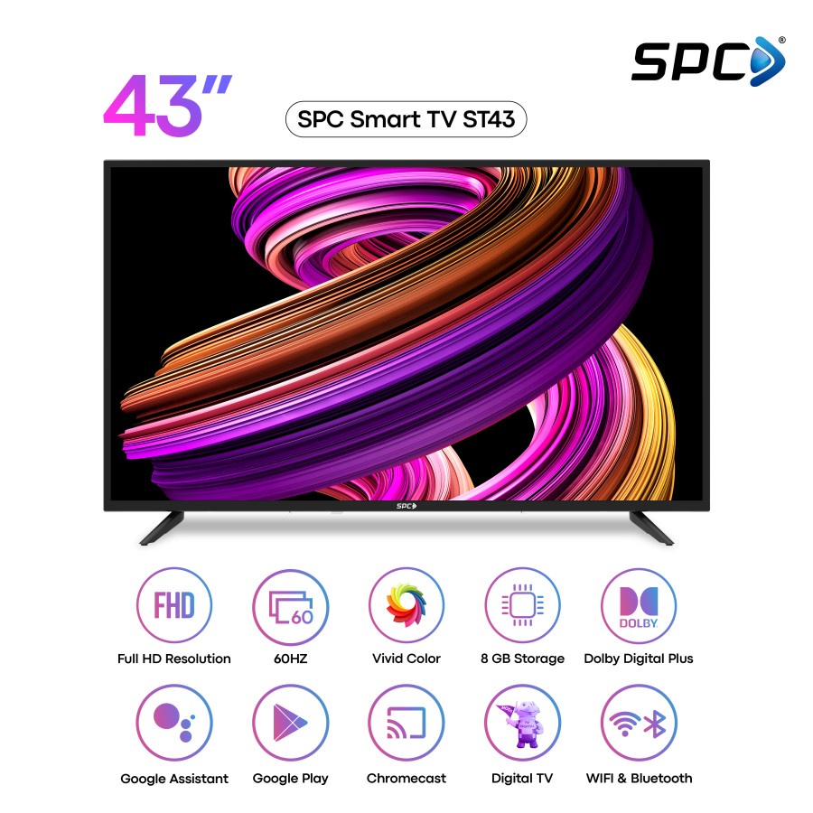 LED SMART TV SPC ST43 43 Inch FHD HDMI - SPC Smart TV Android 9.0