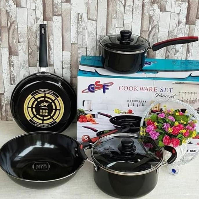 <<<<<] Set Cookware Panci Serbaguna Panci Stainless Teflon GSF Set 6 In 1