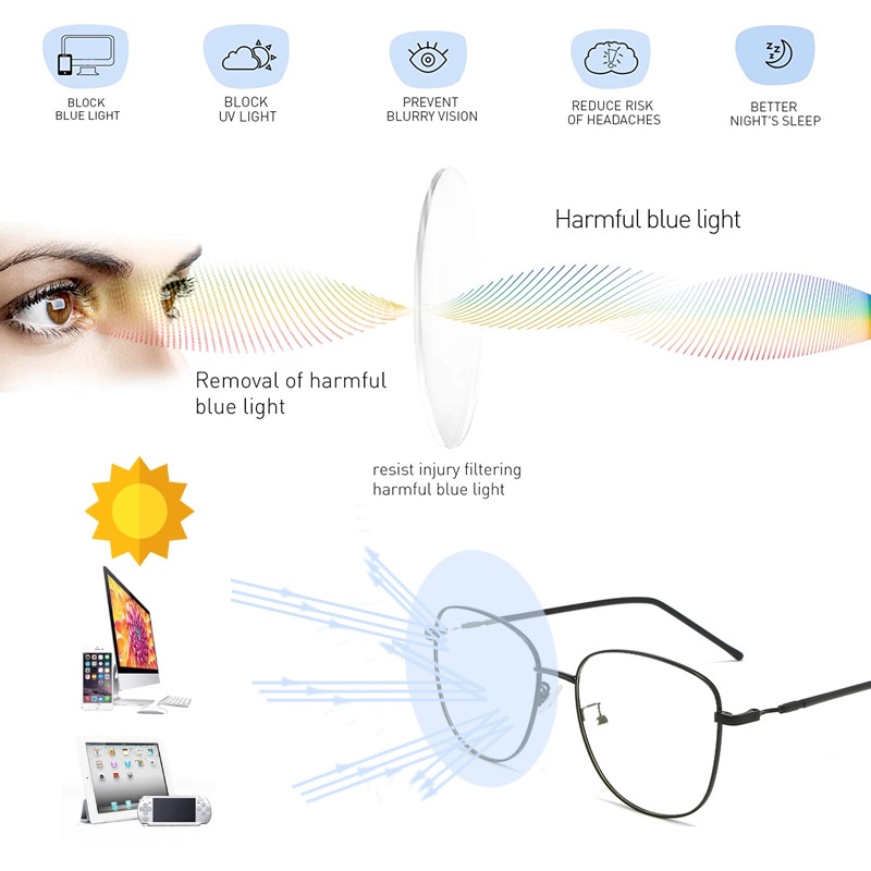 Kacamata Anti Radiasi Photochromic Bingkai Persegi Bahan Alloy Untuk Pria / Wanita