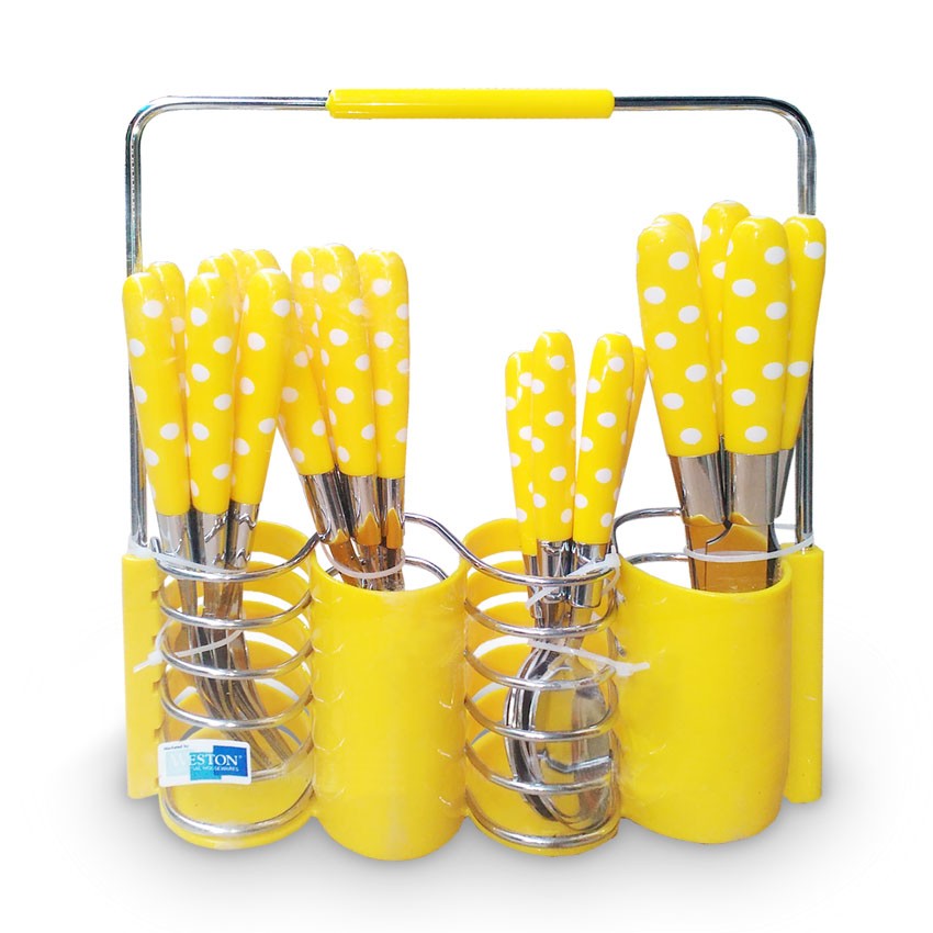 SENDOK GARPU PISAU 24 SET MOTIF POLKADOT Weston Inoxware Exclusive