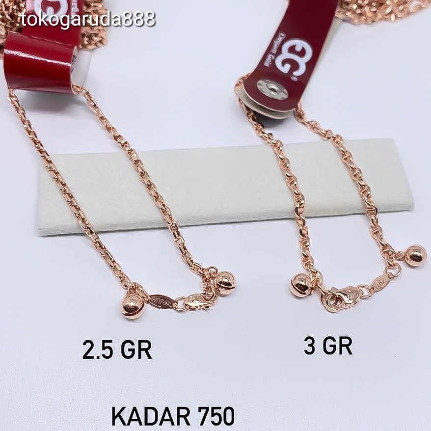 Rantai tangan kaki gelang tali anak dan dewasa emas asli kadar 70% 700 tiger segiempat padat cowok cewek 750 75 gold