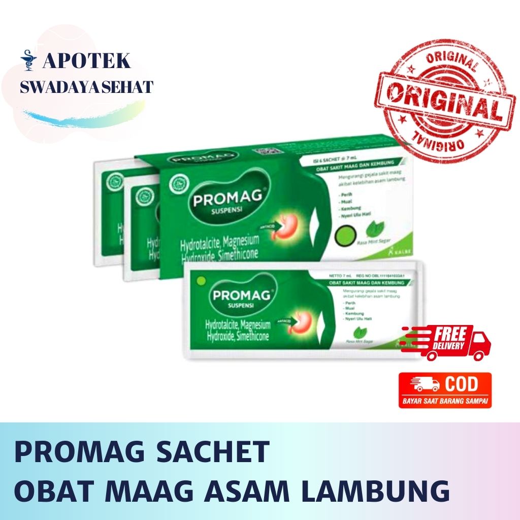 PROMAG SACHET Cair - Suspensi Obat Sakit Maag Nyeri Perut Asam Lambung Kembung 7 ML