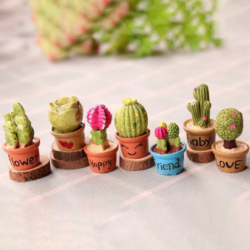 5pcs Miniatur Tanaman Sukulen Dalam Pot Untuk Dekorasi Furniture Rumah Boneka