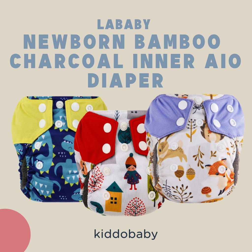 lababy newborn bamboo charcoal inner aio diaper | Popok Kain Bayi Baru Lahir